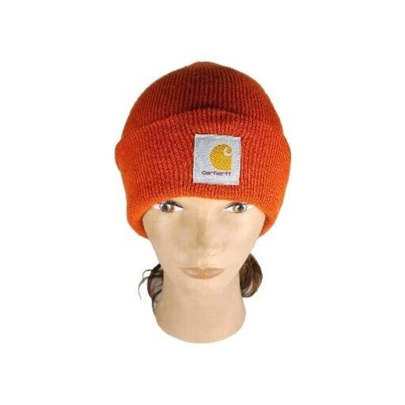 Carhartt Unisex One Size Fits All Orange Acrylic Knit Cuffed Watch Beanie Hat - Picture 1 of 7